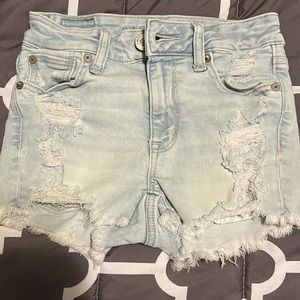 American Eagle Outfitters Light Wash Distressed Jean Shorts